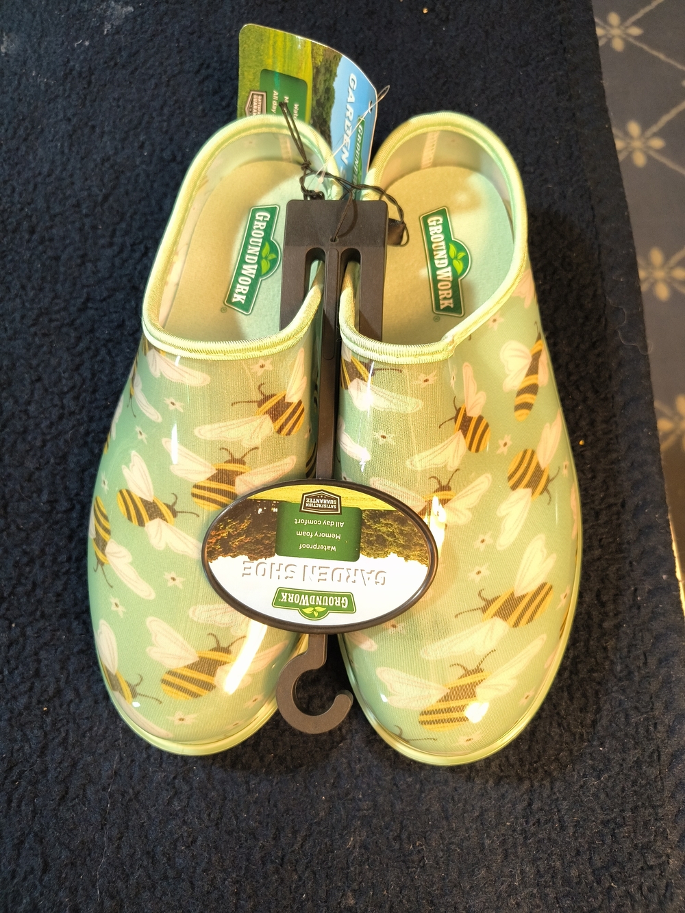 Women's Green Bee-Print Garden Clogs